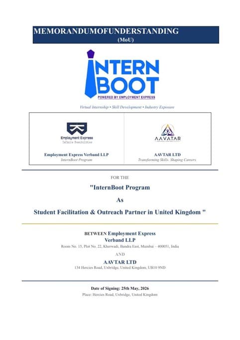 MOU — Employment Express Verband LLP (InternBoot) & AAVTAR LTD
