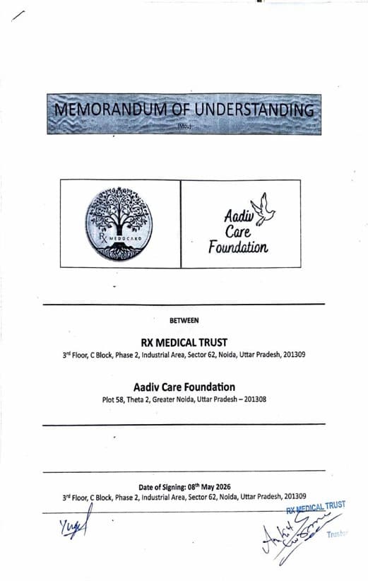 MOU — RX Medical Trust & Aadiv Care Foundation