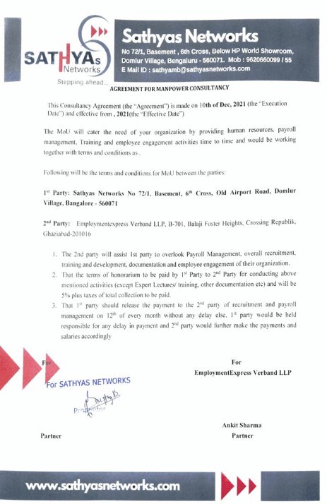 Sathyas Networks–E2V Agreement